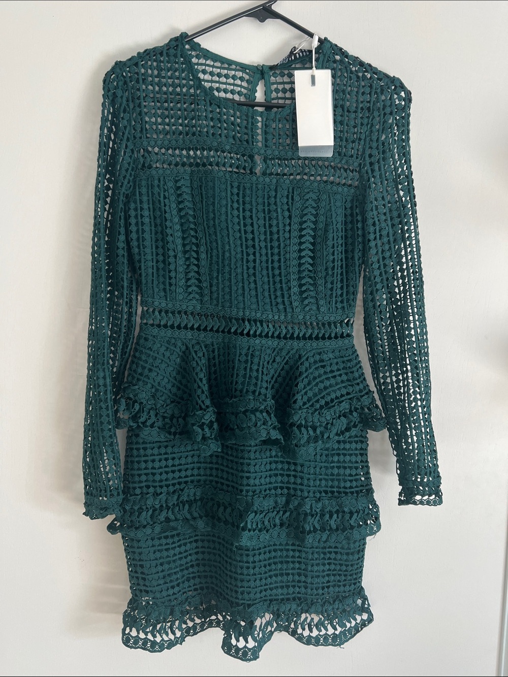 Endless Rose emerald green long-sleeve lace mini dress XS NWT